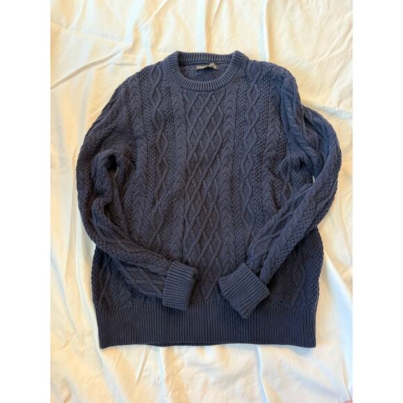 J.Crew Mercantile Long Sleeve Cable Knit Pullover Sweater Blue Women's Medium - Picture 3 of 8